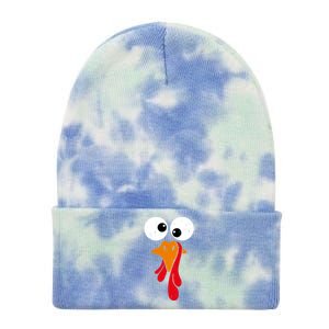 Funny Silly Turkey Face Happy Turkey Day Thanksgiving Cute Gift Tie Dye 12in Knit Beanie