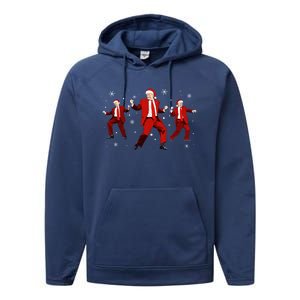 Funny Santa Trump Dance Merry Christmas Xmas Holiday Pajamas Meaningful Gift Performance Fleece Hoodie