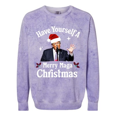 Funny Santa Trump Have Yourself A Merry Maga Christmas Gift Colorblast Crewneck Sweatshirt