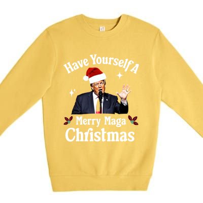 Funny Santa Trump Have Yourself A Merry Maga Christmas Gift Premium Crewneck Sweatshirt