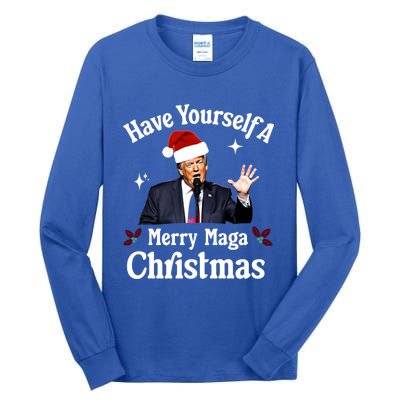 Funny Santa Trump Have Yourself A Merry Maga Christmas Gift Tall Long Sleeve T-Shirt