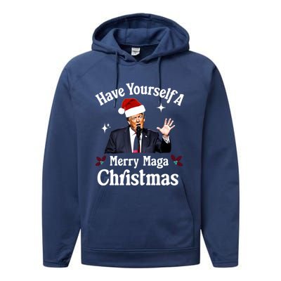 Funny Santa Trump Have Yourself A Merry Maga Christmas Gift Performance Fleece Hoodie