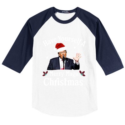 Funny Santa Trump Have Yourself A Merry Maga Christmas Gift Baseball Sleeve Shirt