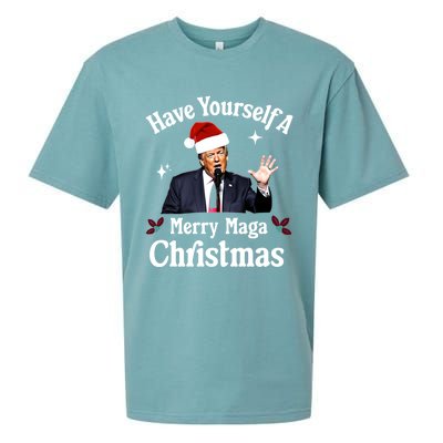 Funny Santa Trump Have Yourself A Merry Maga Christmas Gift Sueded Cloud Jersey T-Shirt