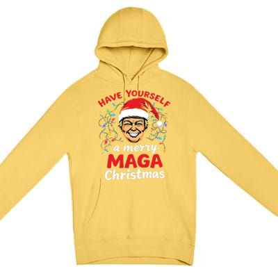 Funny Santa Trump Have Yourself A Merry Maga Christmas Xmas Cool Gift Premium Pullover Hoodie