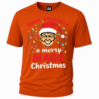 Funny Santa Trump Have Yourself A Merry Maga Christmas Xmas Cool Gift Cooling Performance Crew T-Shirt