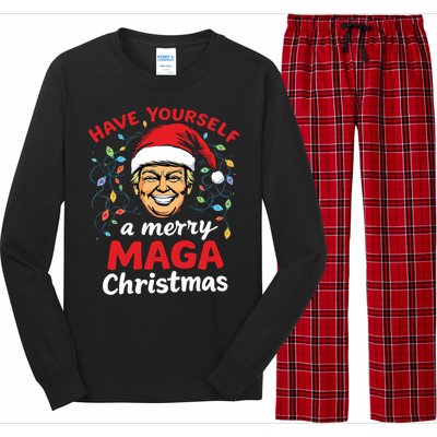 Funny Santa Trump Have Yourself A Merry Maga Christmas Xmas Cool Gift Long Sleeve Pajama Set