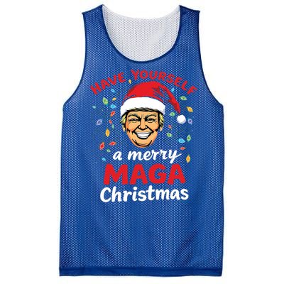 Funny Santa Trump Have Yourself A Merry Maga Christmas Xmas Cool Gift Mesh Reversible Basketball Jersey Tank