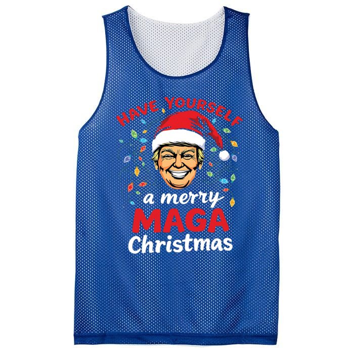 Funny Santa Trump Have Yourself A Merry Maga Christmas Xmas Cool Gift Mesh Reversible Basketball Jersey Tank