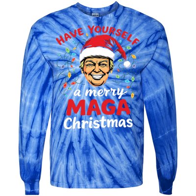 Funny Santa Trump Have Yourself A Merry Maga Christmas Xmas Cool Gift Tie-Dye Long Sleeve Shirt