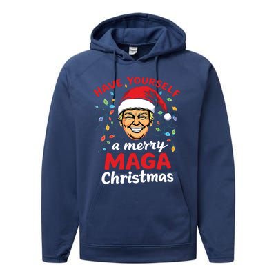 Funny Santa Trump Have Yourself A Merry Maga Christmas Xmas Cool Gift Performance Fleece Hoodie