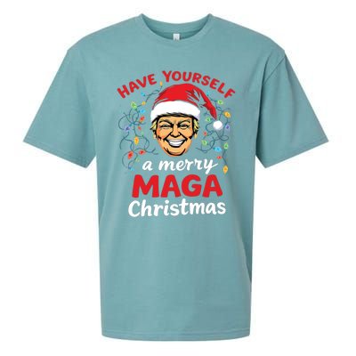 Funny Santa Trump Have Yourself A Merry Maga Christmas Xmas Cool Gift Sueded Cloud Jersey T-Shirt