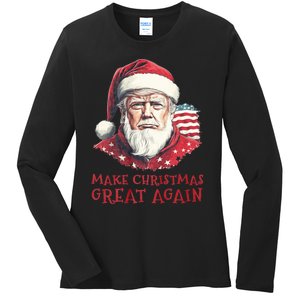 Funny Santa Trump Make Christmas Great Again Xmas Pajamas Ladies Long Sleeve Shirt