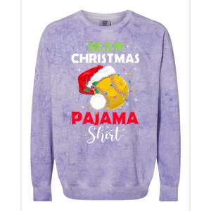 Funny Softball This Is My Christmas Pajama Gift Colorblast Crewneck Sweatshirt