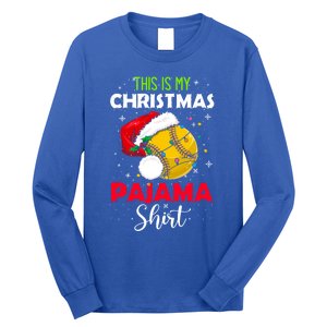 Funny Softball This Is My Christmas Pajama Gift Long Sleeve Shirt