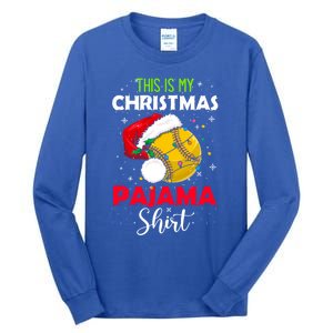 Funny Softball This Is My Christmas Pajama Gift Tall Long Sleeve T-Shirt