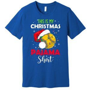 Funny Softball This Is My Christmas Pajama Gift Premium T-Shirt