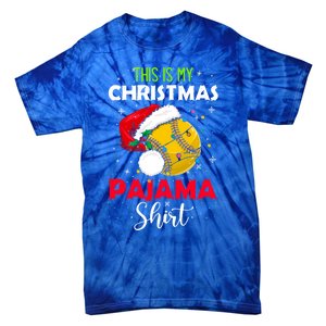 Funny Softball This Is My Christmas Pajama Gift Tie-Dye T-Shirt