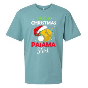 Funny Softball This Is My Christmas Pajama Gift Sueded Cloud Jersey T-Shirt