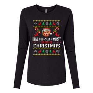 Funny Santa Trump Have Yourself A Merry Maga Christmas Xmas Womens Cotton Relaxed Long Sleeve T-Shirt