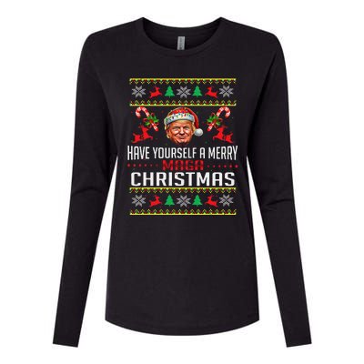 Funny Santa Trump Have Yourself A Merry Maga Christmas Xmas Womens Cotton Relaxed Long Sleeve T-Shirt