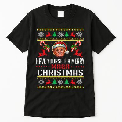 Funny Santa Trump Have Yourself A Merry Maga Christmas Xmas Tall T-Shirt