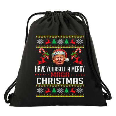 Funny Santa Trump Have Yourself A Merry Maga Christmas Xmas Drawstring Bag