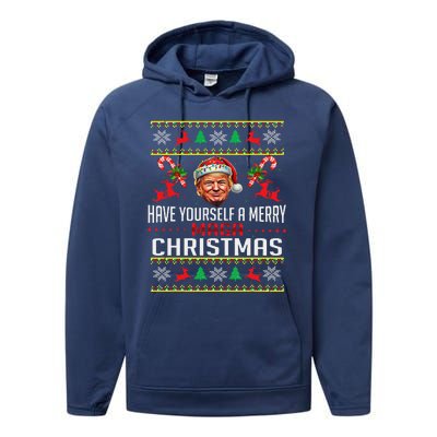 Funny Santa Trump Have Yourself A Merry Maga Christmas Xmas Performance Fleece Hoodie