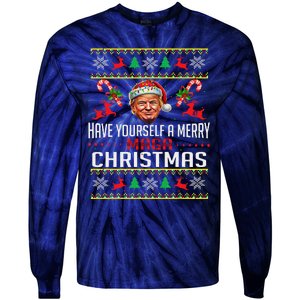 Funny Santa Trump Have Yourself A Merry Maga Christmas Xmas Tie-Dye Long Sleeve Shirt