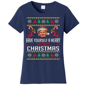 Funny Santa Trump Have Yourself A Merry Maga Christmas Xmas Women's T-Shirt