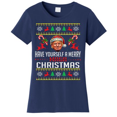 Funny Santa Trump Have Yourself A Merry Maga Christmas Xmas Women's T-Shirt