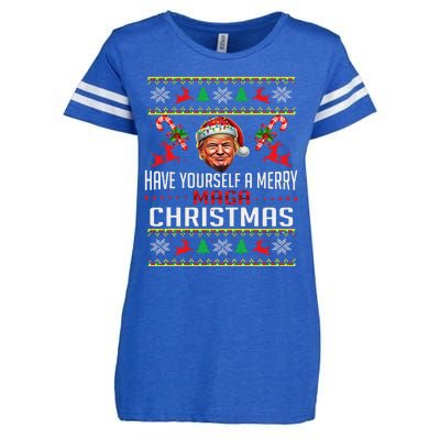 Funny Santa Trump Have Yourself A Merry Maga Christmas Xmas Enza Ladies Jersey Football T-Shirt