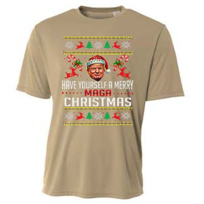 Funny Santa Trump Have Yourself A Merry Maga Christmas Xmas Cooling Performance Crew T-Shirt