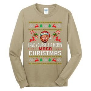 Funny Santa Trump Have Yourself A Merry Maga Christmas Xmas Tall Long Sleeve T-Shirt