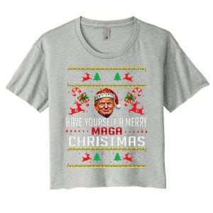 Funny Santa Trump Have Yourself A Merry Maga Christmas Xmas Women's Crop Top Tee