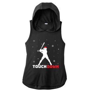 Funny Sports Touchdown Baseball Player Santa Claus Christmas Gift Ladies PosiCharge Tri-Blend Wicking Draft Hoodie Tank