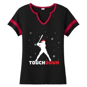 Funny Sports Touchdown Baseball Player Santa Claus Christmas Gift Ladies Halftime Notch Neck Tee