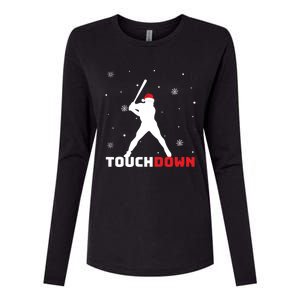 Funny Sports Touchdown Baseball Player Santa Claus Christmas Gift Womens Cotton Relaxed Long Sleeve T-Shirt