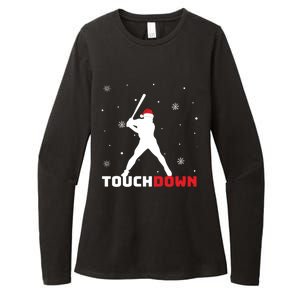 Funny Sports Touchdown Baseball Player Santa Claus Christmas Gift Womens CVC Long Sleeve Shirt