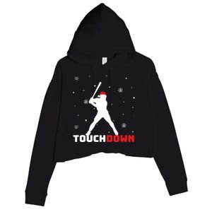 Funny Sports Touchdown Baseball Player Santa Claus Christmas Gift Crop Fleece Hoodie