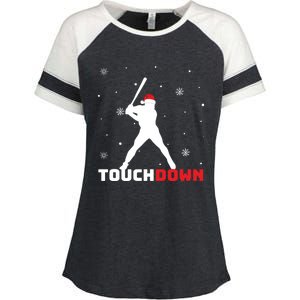 Funny Sports Touchdown Baseball Player Santa Claus Christmas Gift Enza Ladies Jersey Colorblock Tee