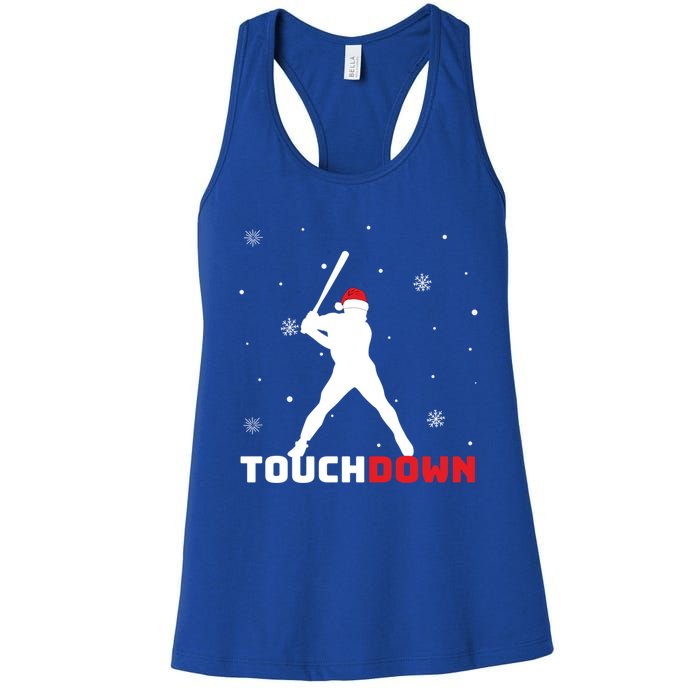 Funny Sports Touchdown Baseball Player Santa Claus Christmas Gift Women's Racerback Tank