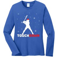 Funny Sports Touchdown Baseball Player Santa Claus Christmas Gift Ladies Long Sleeve Shirt