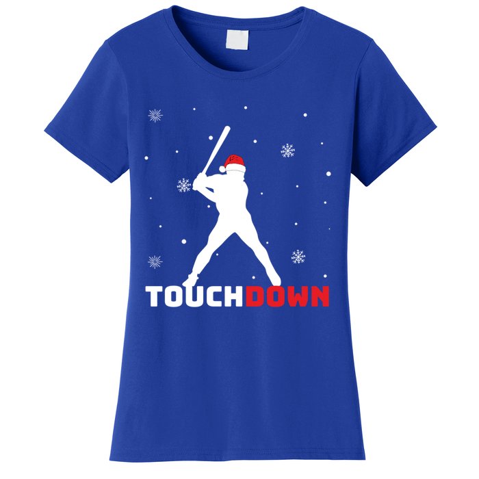 Funny Sports Touchdown Baseball Player Santa Claus Christmas Gift Women's T-Shirt