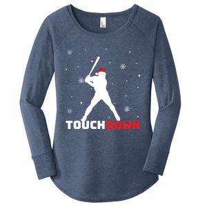 Funny Sports Touchdown Baseball Player Santa Claus Christmas Gift Women's Perfect Tri Tunic Long Sleeve Shirt