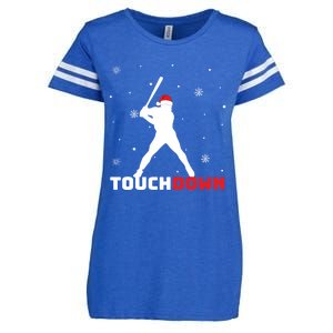 Funny Sports Touchdown Baseball Player Santa Claus Christmas Gift Enza Ladies Jersey Football T-Shirt