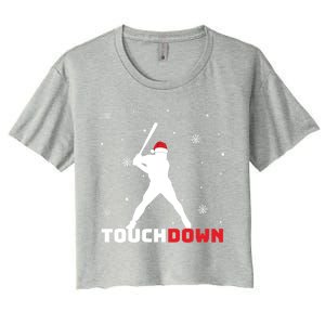 Funny Sports Touchdown Baseball Player Santa Claus Christmas Gift Women's Crop Top Tee