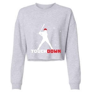 Funny Sports Touchdown Baseball Player Santa Claus Christmas Gift Cropped Pullover Crew