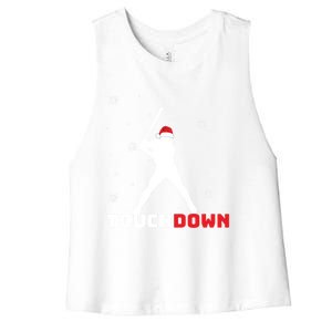 Funny Sports Touchdown Baseball Player Santa Claus Christmas Gift Women's Racerback Cropped Tank