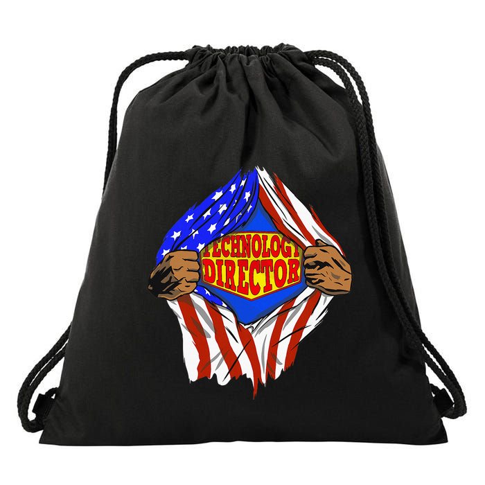 Funny Super Technology Director Hero Job Drawstring Bag